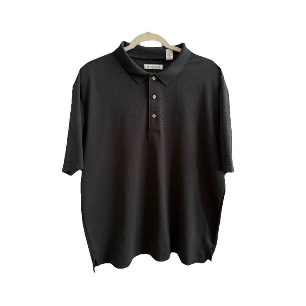 Cubavera Knit Men's Polo Shirt Black Solid Short Sleeve Size XL